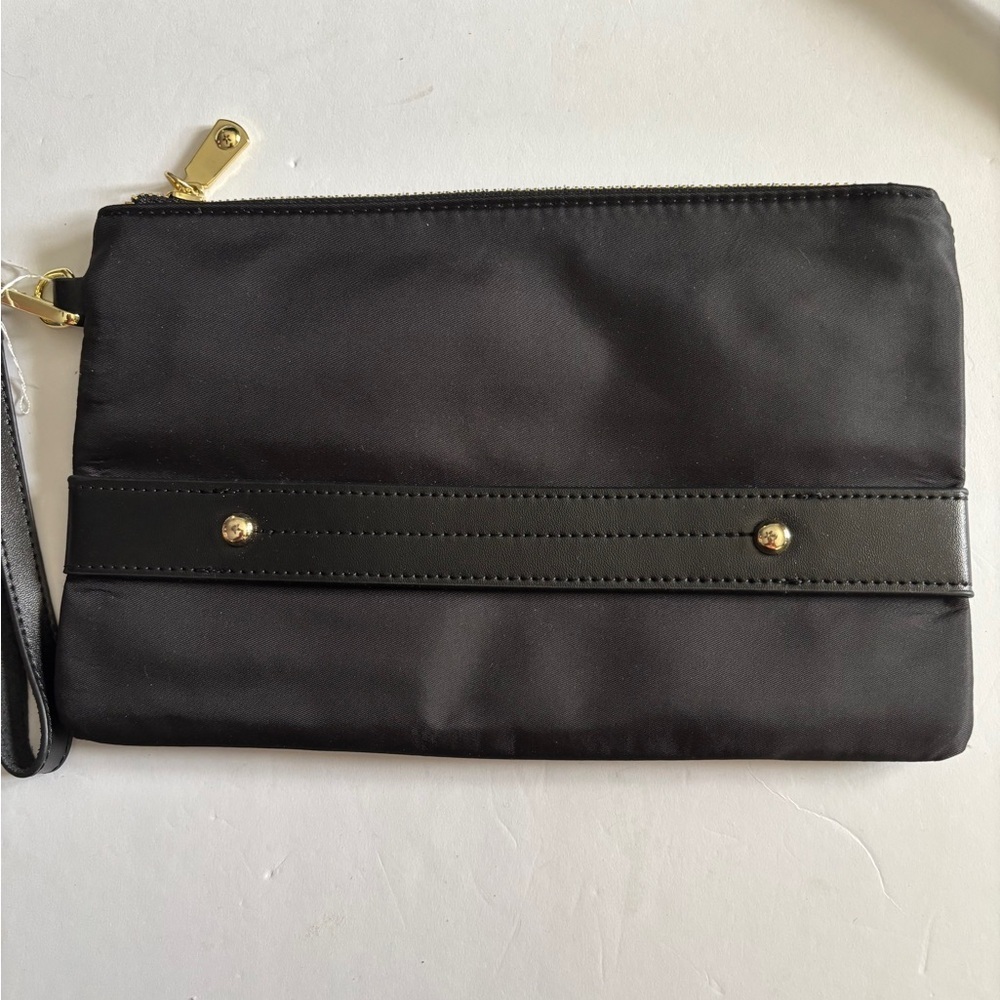 Black Clutch with Gold Accents